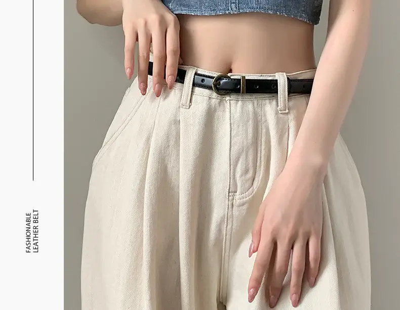 Women Genuine Leather Belt High-end Decorative Retro Double-layer Cowhide Simple Thin Belt — feature 18