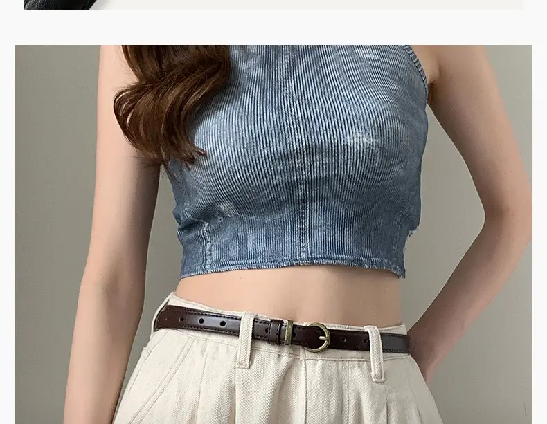 Women Genuine Leather Belt High-end Decorative Retro Double-layer Cowhide Simple Thin Belt — feature 9