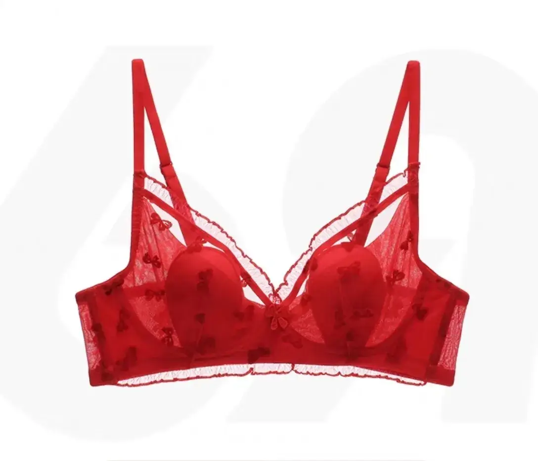 French Underwear for Women Sweet Girl Sexy Big Chest Small No Steel Ring Rabbit Ears Crystal Cup Bra Suit - Image 10