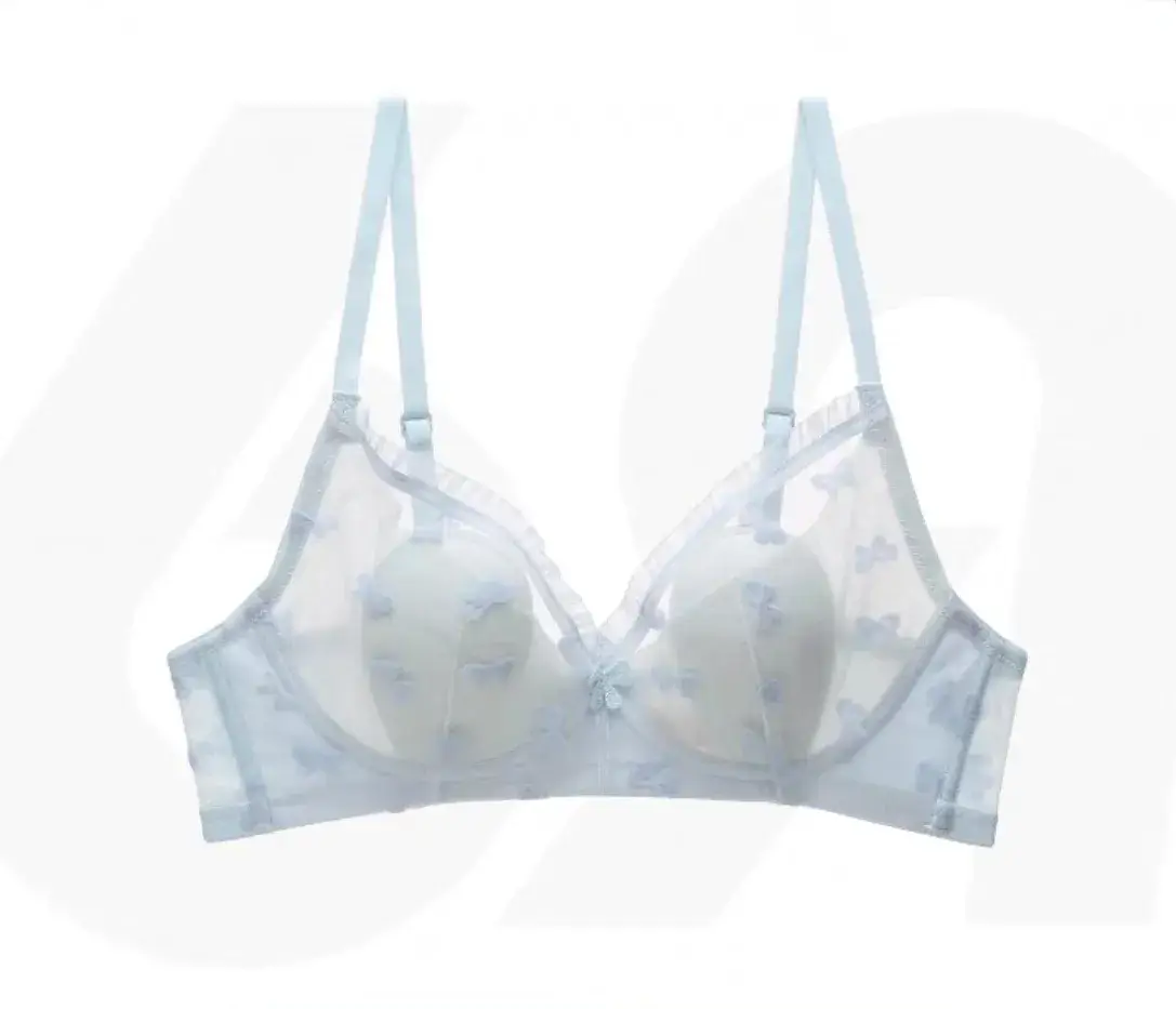 French Underwear for Women Sweet Girl Sexy Big Chest Small No Steel Ring Rabbit Ears Crystal Cup Bra Suit - Image 8