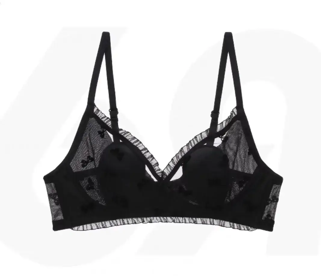 French Underwear for Women Sweet Girl Sexy Big Chest Small No Steel Ring Rabbit Ears Crystal Cup Bra Suit - Image 9