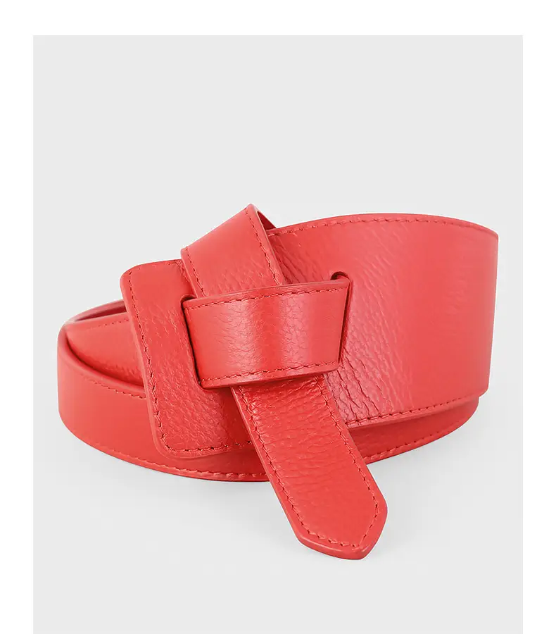 Red Leather Belted Waist Shoes for Women — feature 18
