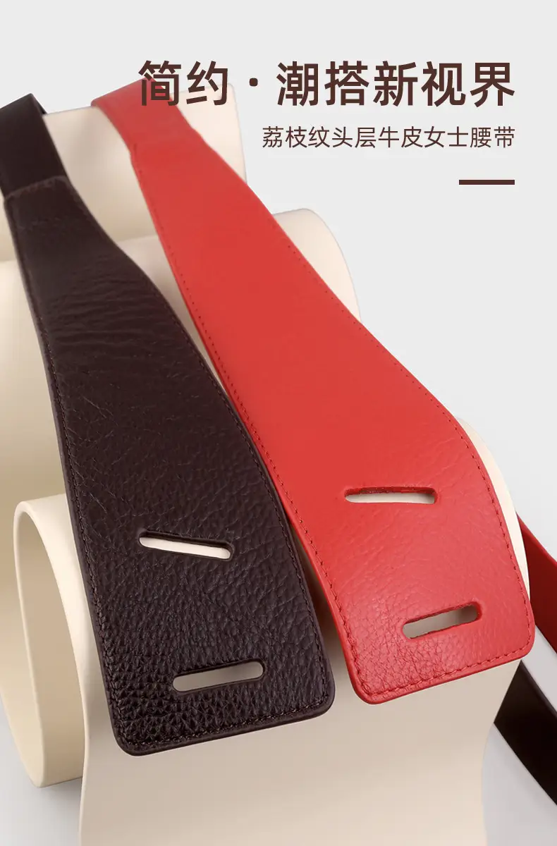 Red Leather Belted Waist Shoes for Women — feature 4
