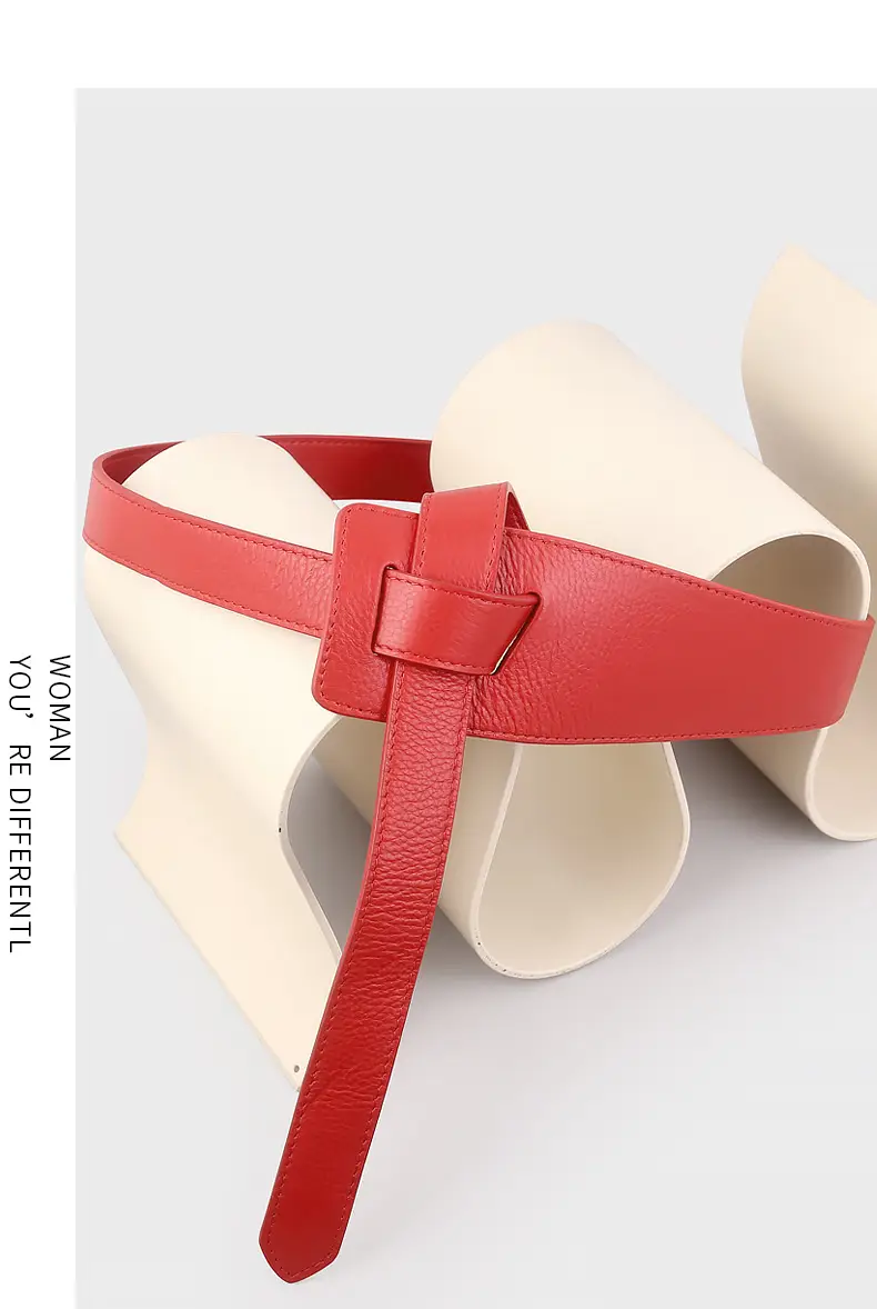 Red Leather Belted Waist Shoes for Women — feature 7