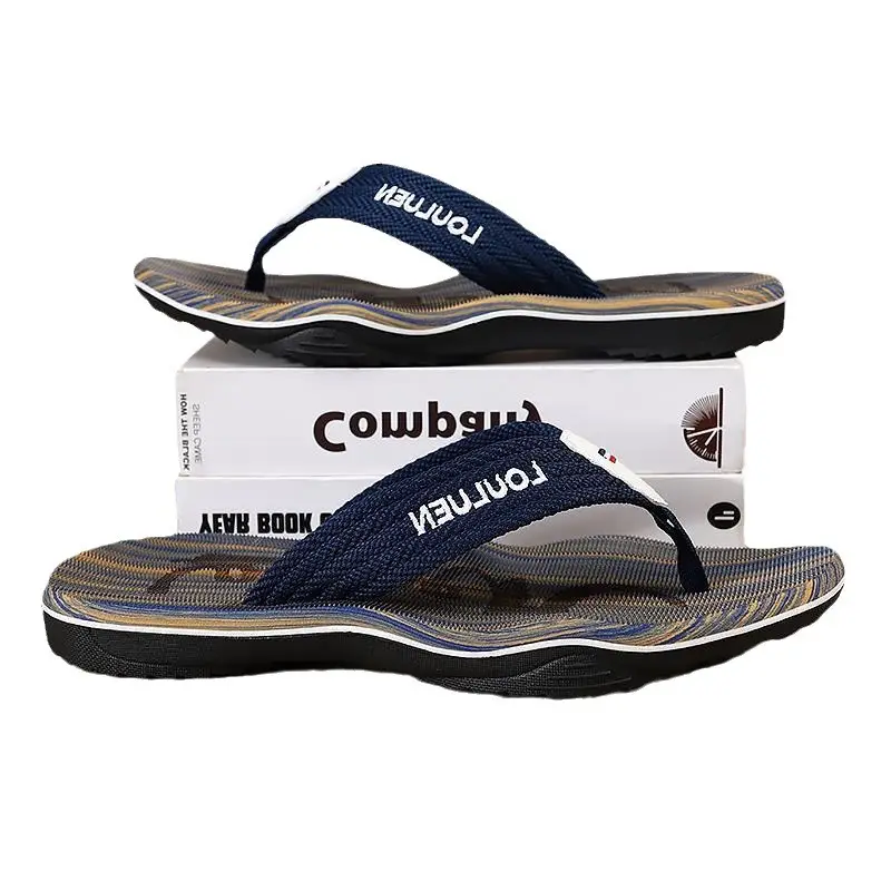 Men Blue Striped Casual Flip-Flops 2024 - Image 8