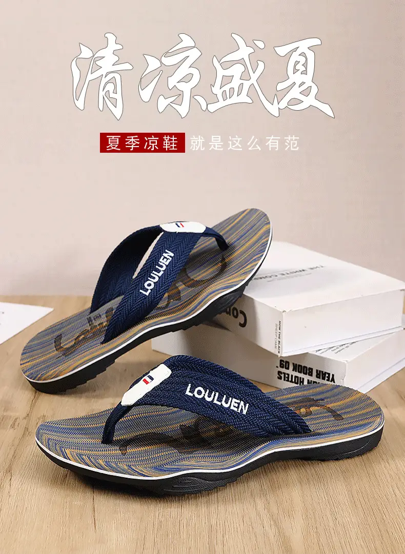 Men Blue Striped Casual Flip-Flops 2024 — feature 1