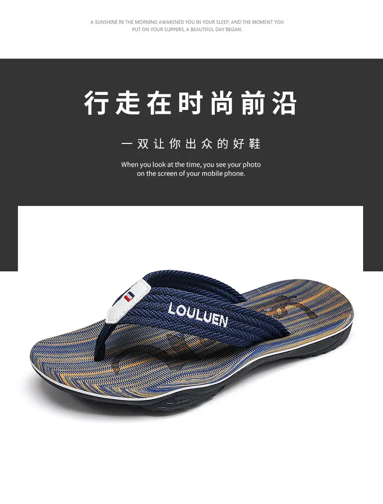 Men Blue Striped Casual Flip-Flops 2024 — feature 2