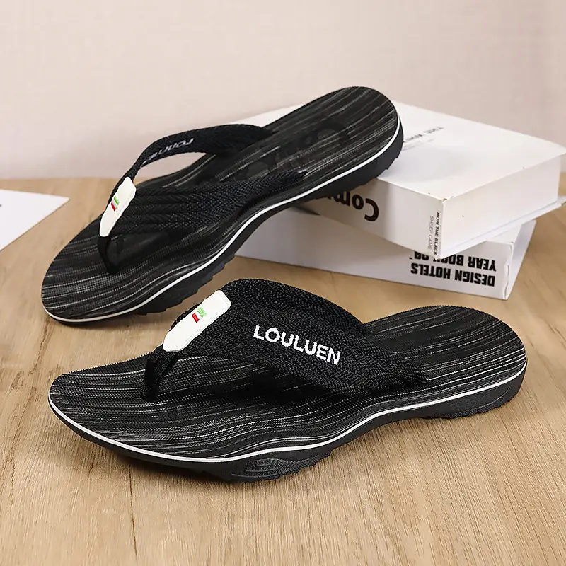 Men Blue Striped Casual Flip-Flops 2024 - Image 2
