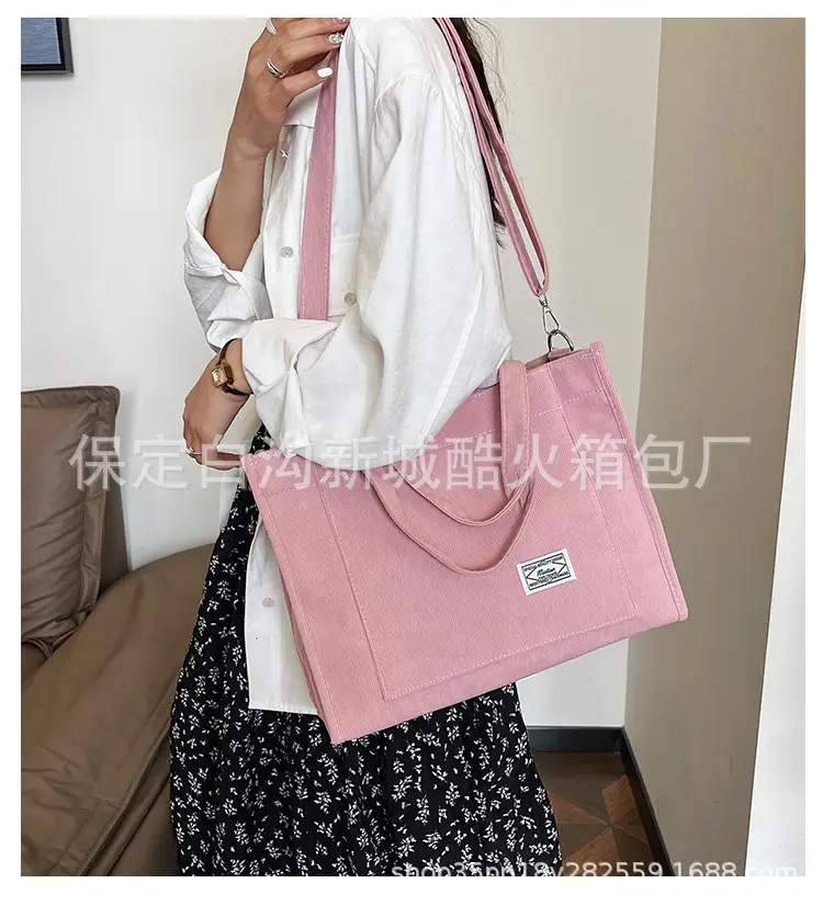 White Corduroy Shoulder Bag 2024 New — feature 1