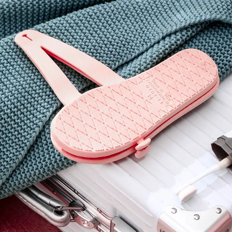Pink Foldable Travel Slippers for Men Women Summer