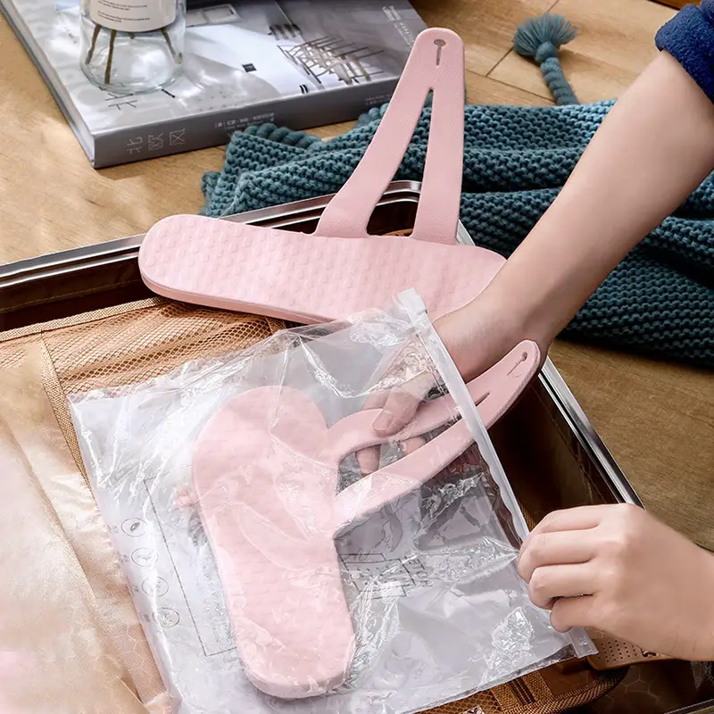 Pink Foldable Travel Slippers for Men Women Summer