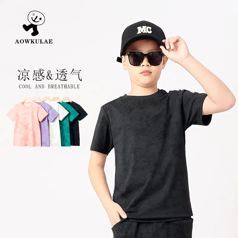 Boys Batik T-Shirt Green Short Sleeve Cap - Image 6