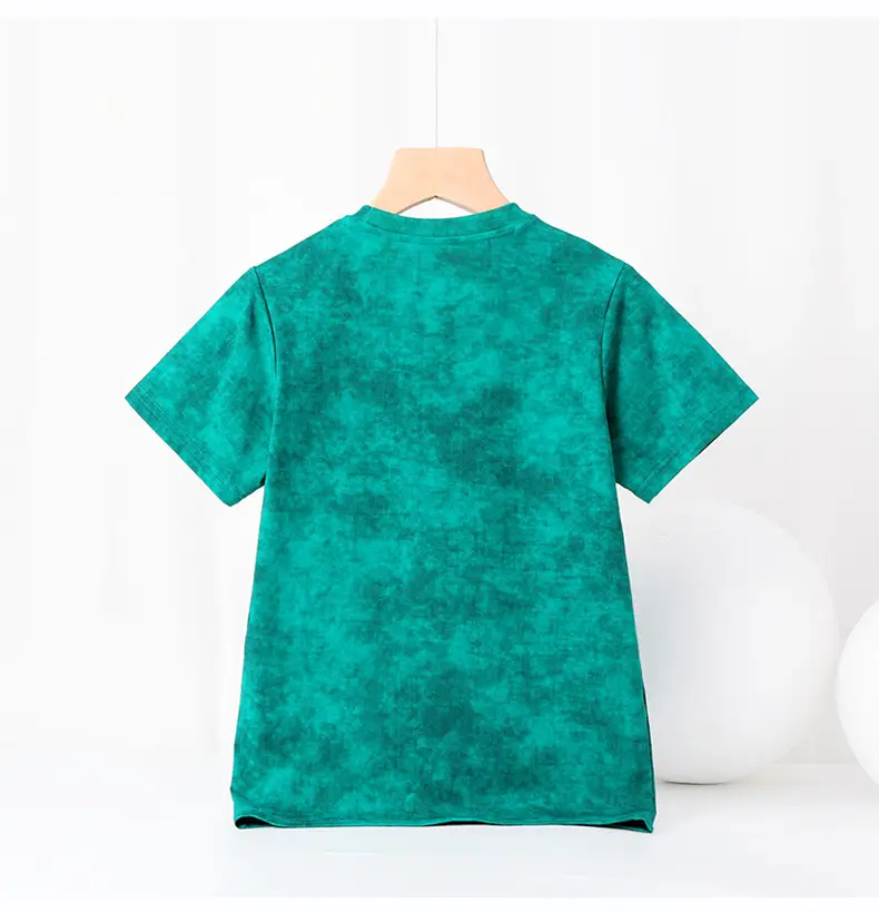 Boys Batik T-Shirt Green Short Sleeve Cap — feature 44