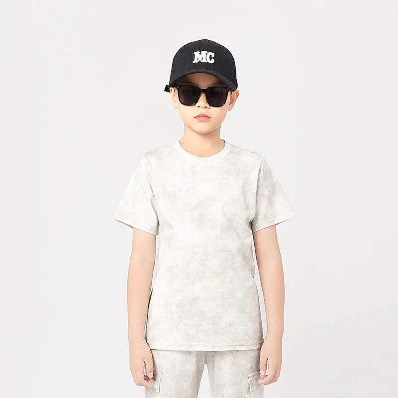 Boys Batik T-Shirt Green Short Sleeve Cap - Image 4