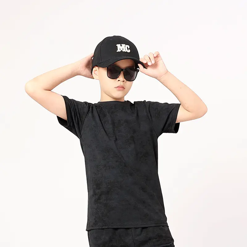 Boys Batik T-Shirt Green Short Sleeve Cap - Image 2