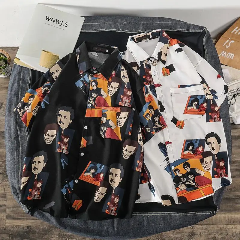 Men's Korean Style Printed Short Sleeve Shirt - Image 43
