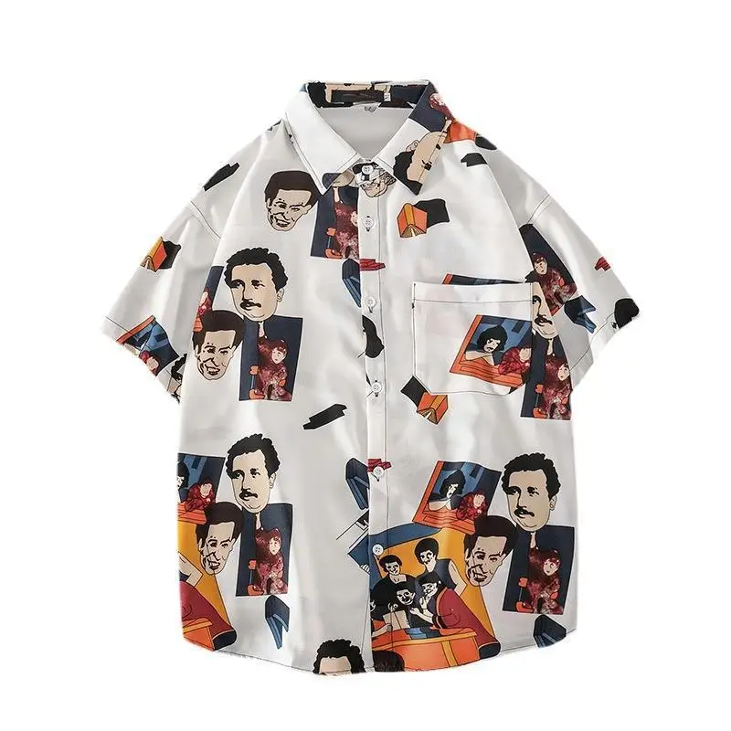 Men's Korean Style Printed Short Sleeve Shirt - Image 46