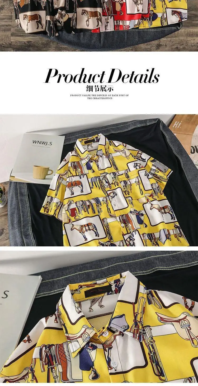Men's Korean Style Printed Short Sleeve Shirt — feature 12