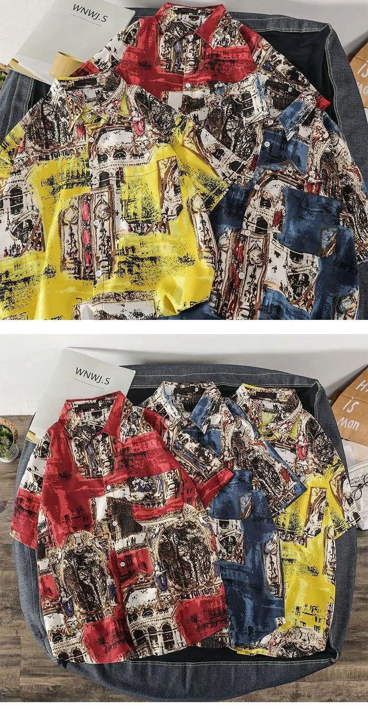 Men's Korean Style Printed Short Sleeve Shirt — feature 21