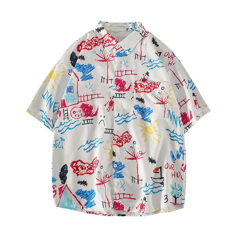 Men's Korean Style Printed Short Sleeve Shirt - Image 12