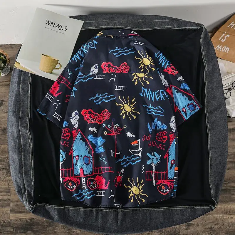 Men's Korean Style Printed Short Sleeve Shirt - Image 13