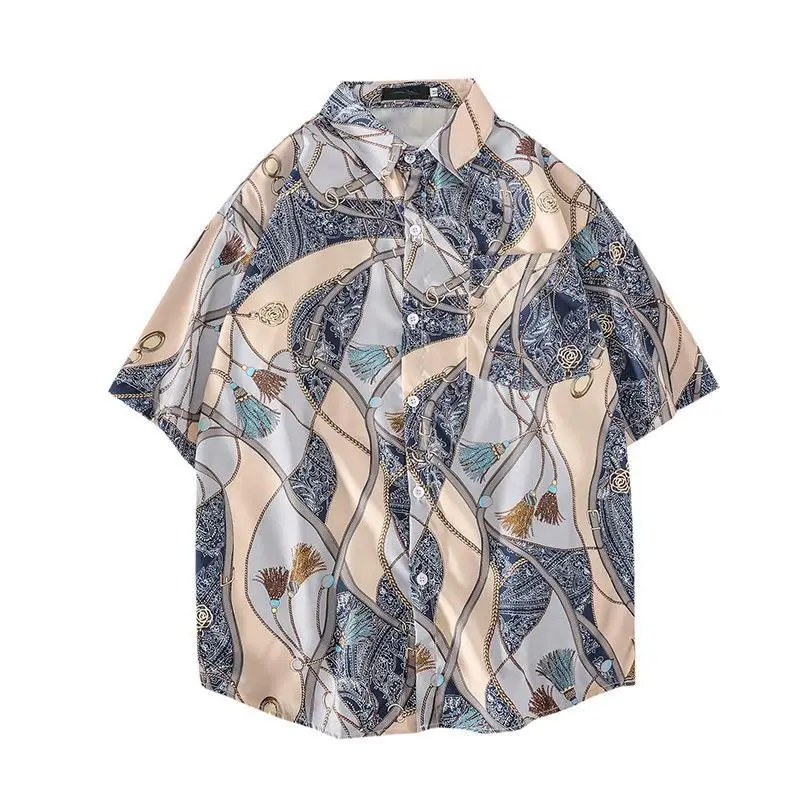 Men's Korean Style Printed Short Sleeve Shirt - Image 14