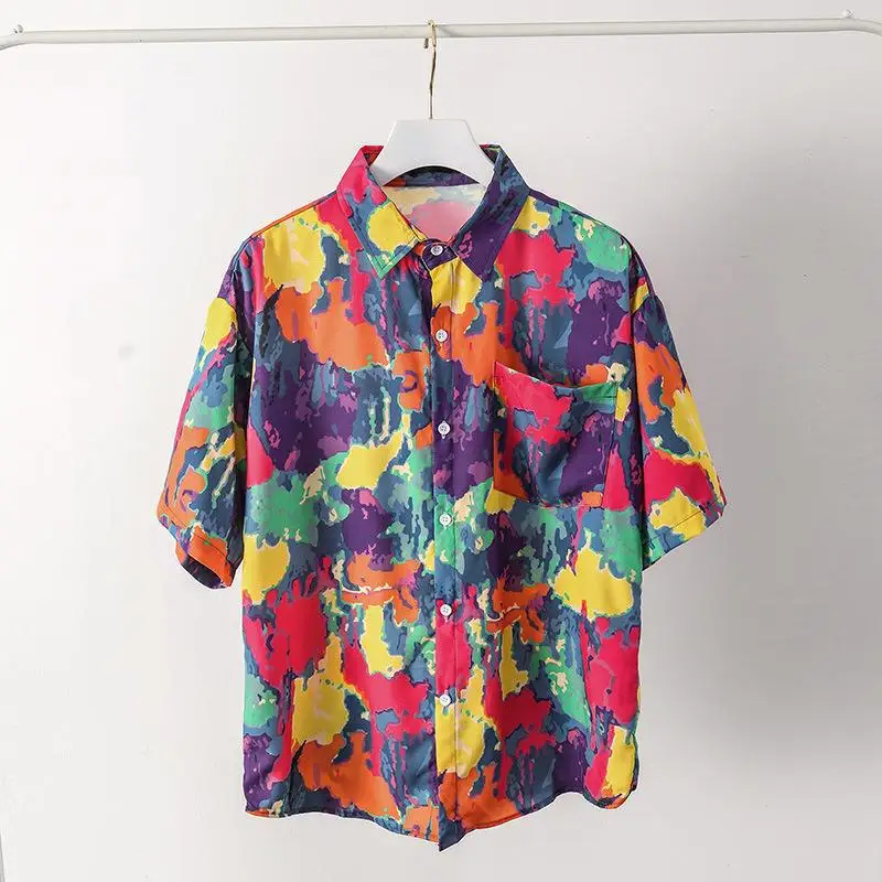 Men's Korean Style Printed Short Sleeve Shirt - Image 15