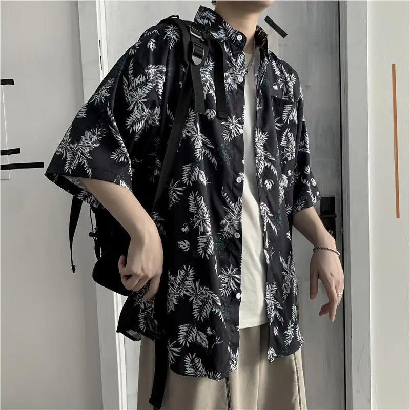 Men's Korean Style Printed Short Sleeve Shirt - Image 17