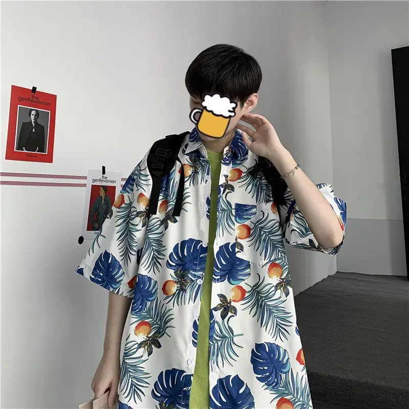 Men's Korean Style Printed Short Sleeve Shirt - Image 18