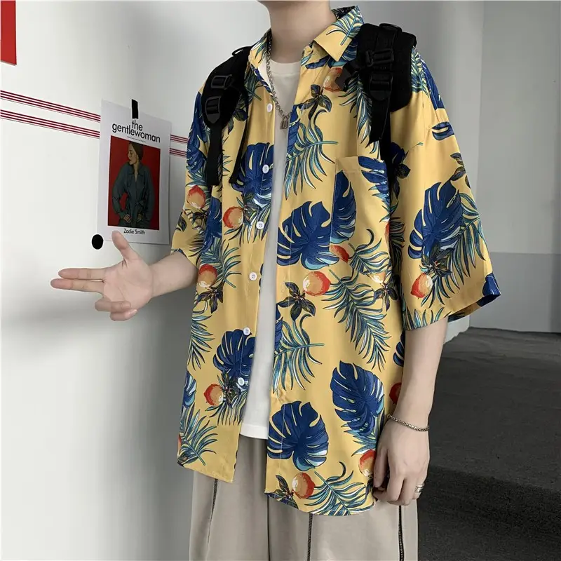 Men's Korean Style Printed Short Sleeve Shirt - Image 19