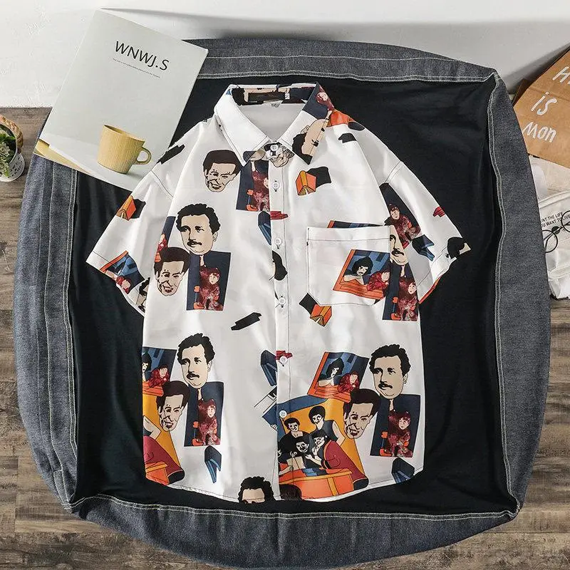 Men's Korean Style Printed Short Sleeve Shirt - Image 2