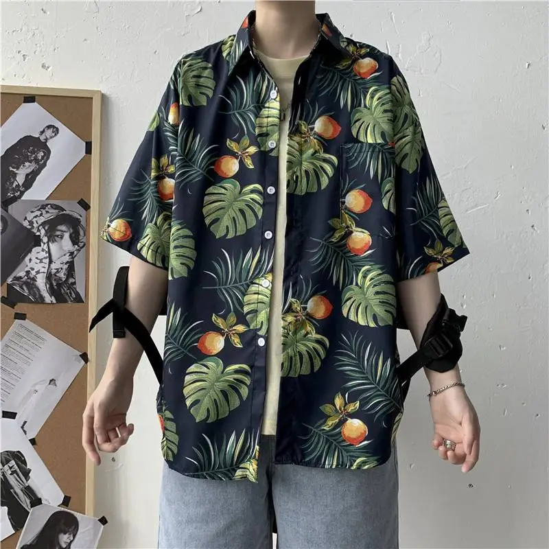 Men's Korean Style Printed Short Sleeve Shirt - Image 20