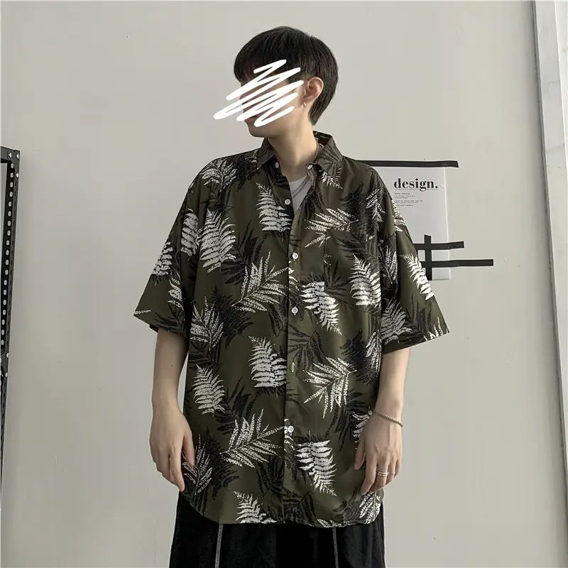 Men's Korean Style Printed Short Sleeve Shirt - Image 22