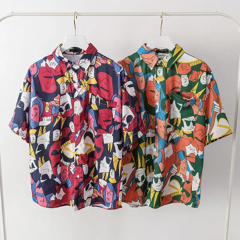 Men's Korean Style Printed Short Sleeve Shirt - Image 23