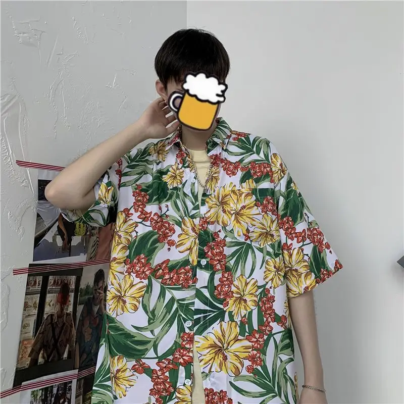 Men's Korean Style Printed Short Sleeve Shirt - Image 27