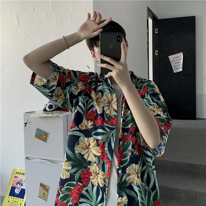 Men's Korean Style Printed Short Sleeve Shirt - Image 28