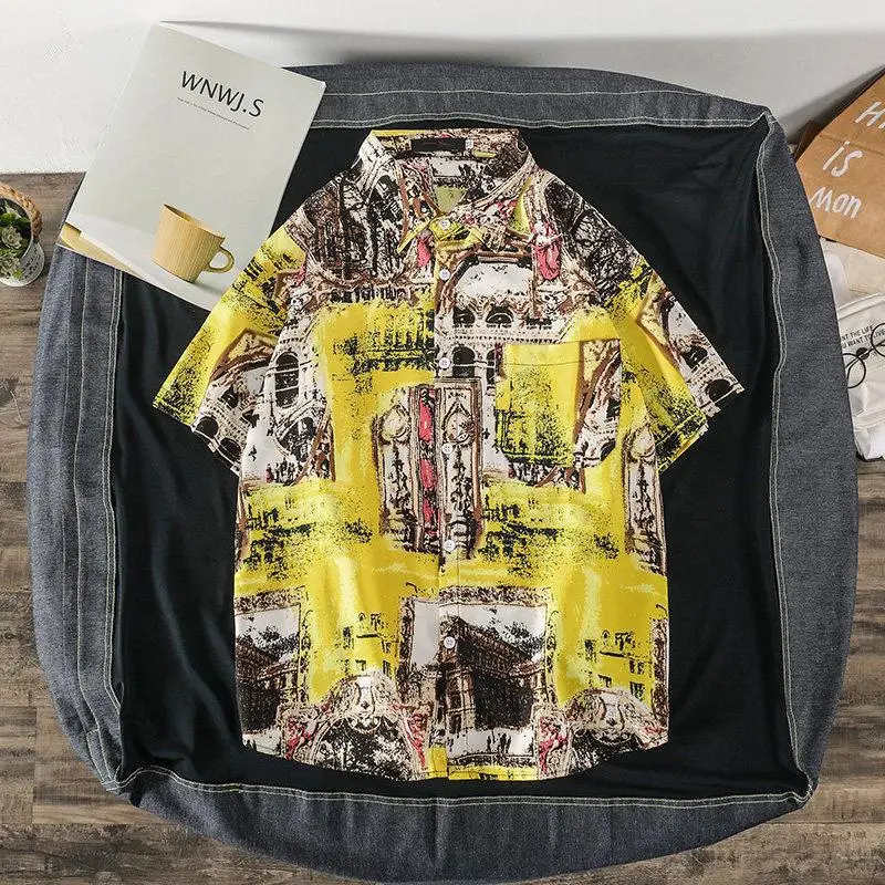 Men's Korean Style Printed Short Sleeve Shirt - Image 3