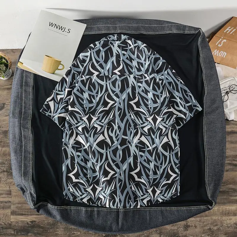 Men's Korean Style Printed Short Sleeve Shirt - Image 32