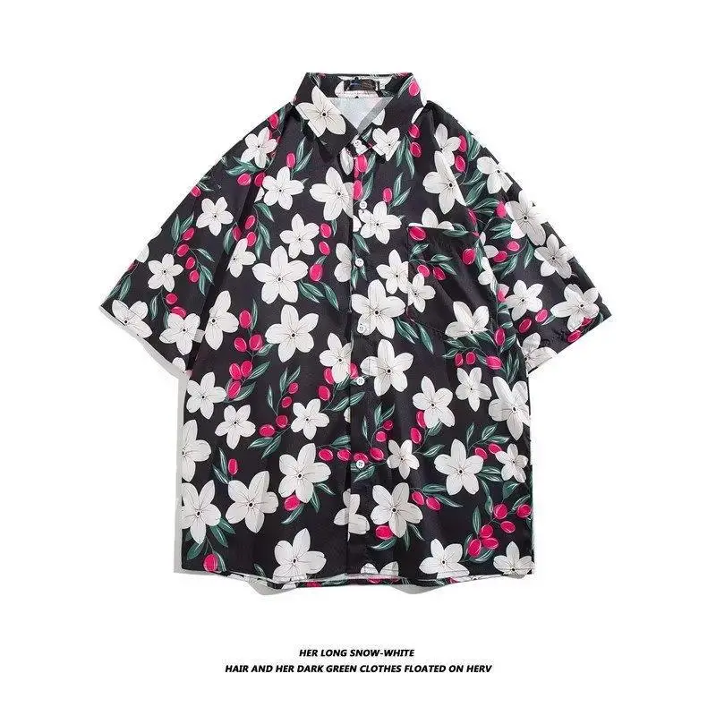 Men's Korean Style Printed Short Sleeve Shirt - Image 35