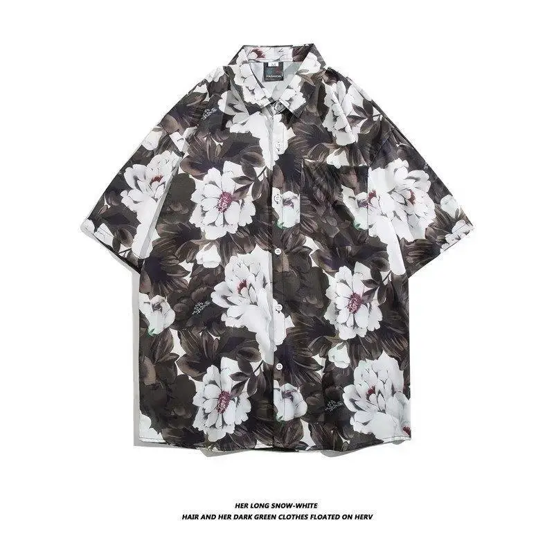 Men's Korean Style Printed Short Sleeve Shirt - Image 36