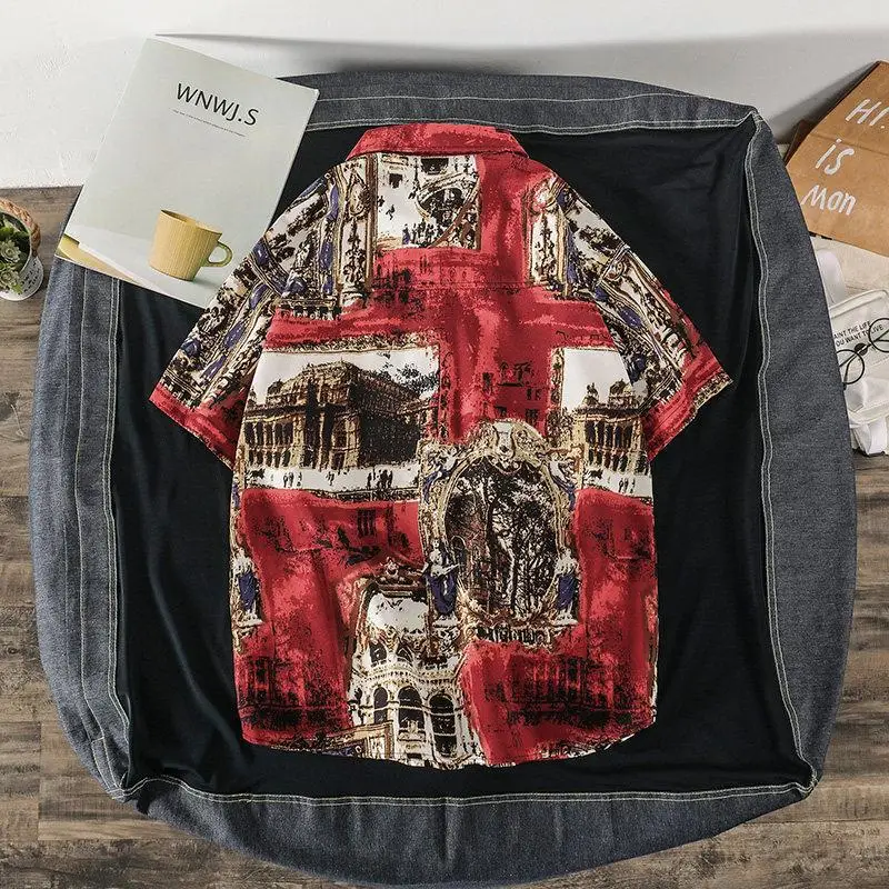 Men's Korean Style Printed Short Sleeve Shirt - Image 4