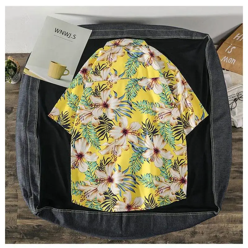 Men's Korean Style Printed Short Sleeve Shirt - Image 40