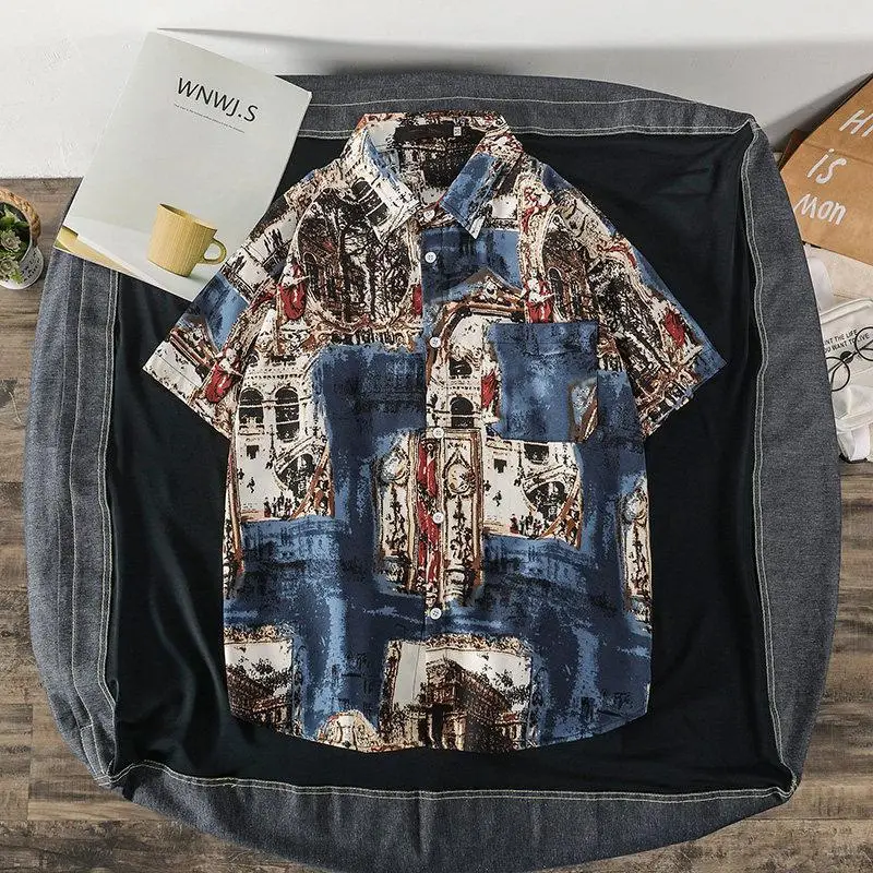 Men's Korean Style Printed Short Sleeve Shirt - Image 5
