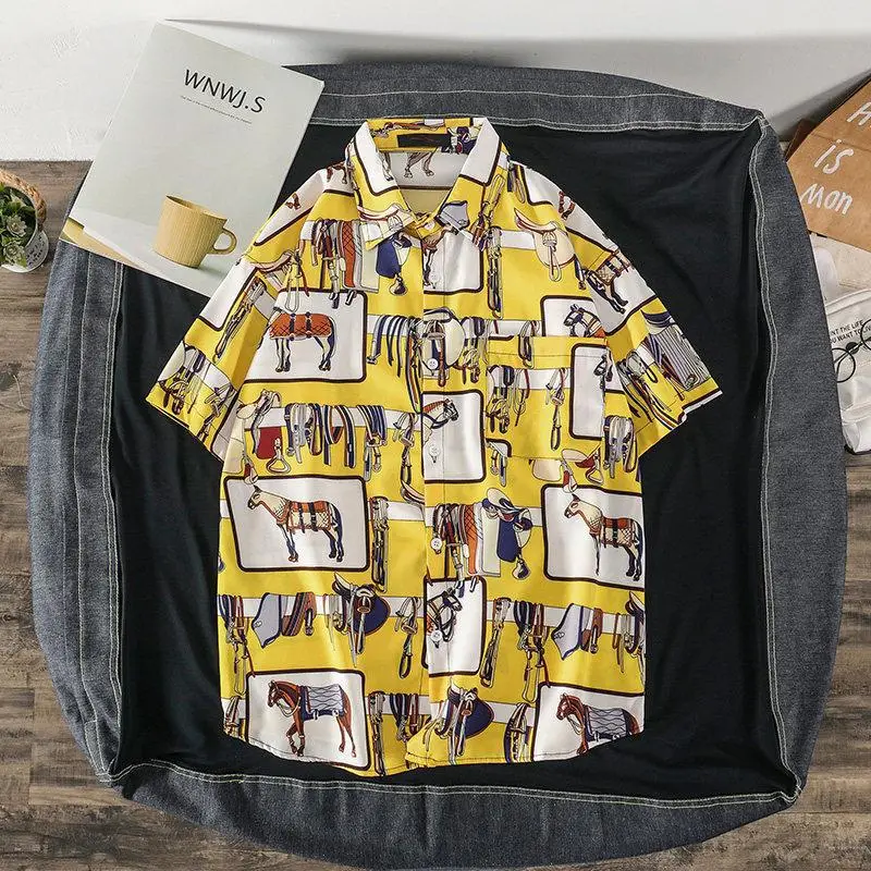 Men's Korean Style Printed Short Sleeve Shirt - Image 6
