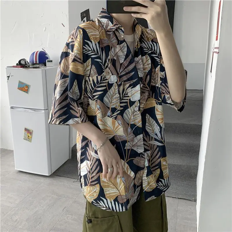 Men's Korean Style Printed Short Sleeve Shirt - Image 9