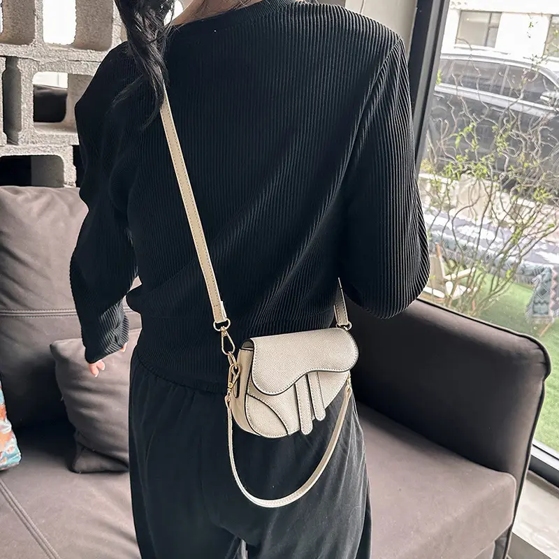 White Leather Mini Crossbody Bag for Women - Image 11