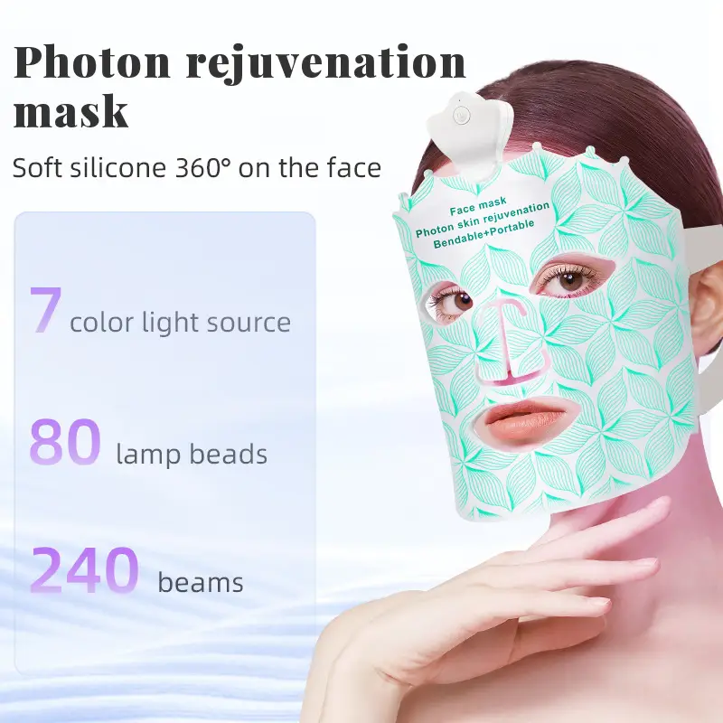 Led Photon Skin Home Use Cross-Border Wireless Spectrometer Red Light Facial Mask Device 7-Color Light Silicone Beauty Mask