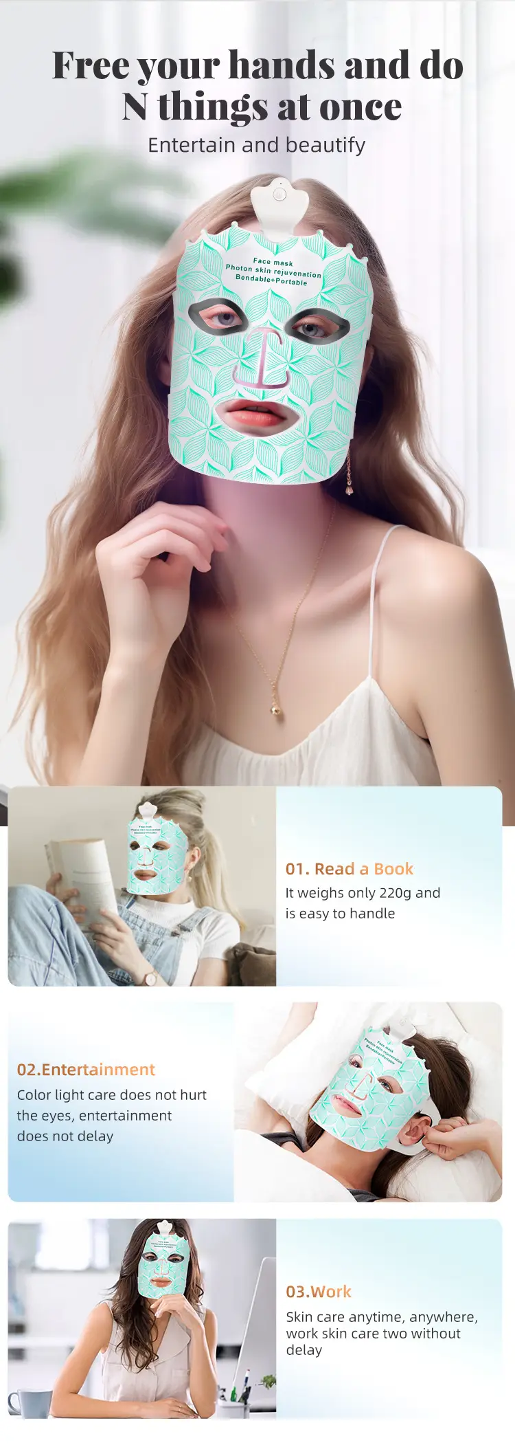 Led Photon Skin Home Use Cross-Border Wireless Spectrometer Red Light Facial Mask Device 7-Color Light Silicone Beauty Mask — feature 1