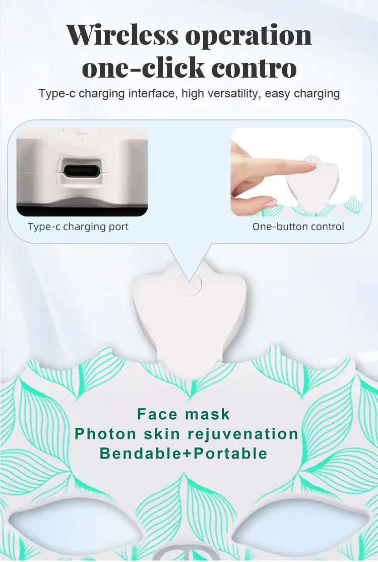 Led Photon Skin Home Use Cross-Border Wireless Spectrometer Red Light Facial Mask Device 7-Color Light Silicone Beauty Mask — feature 2