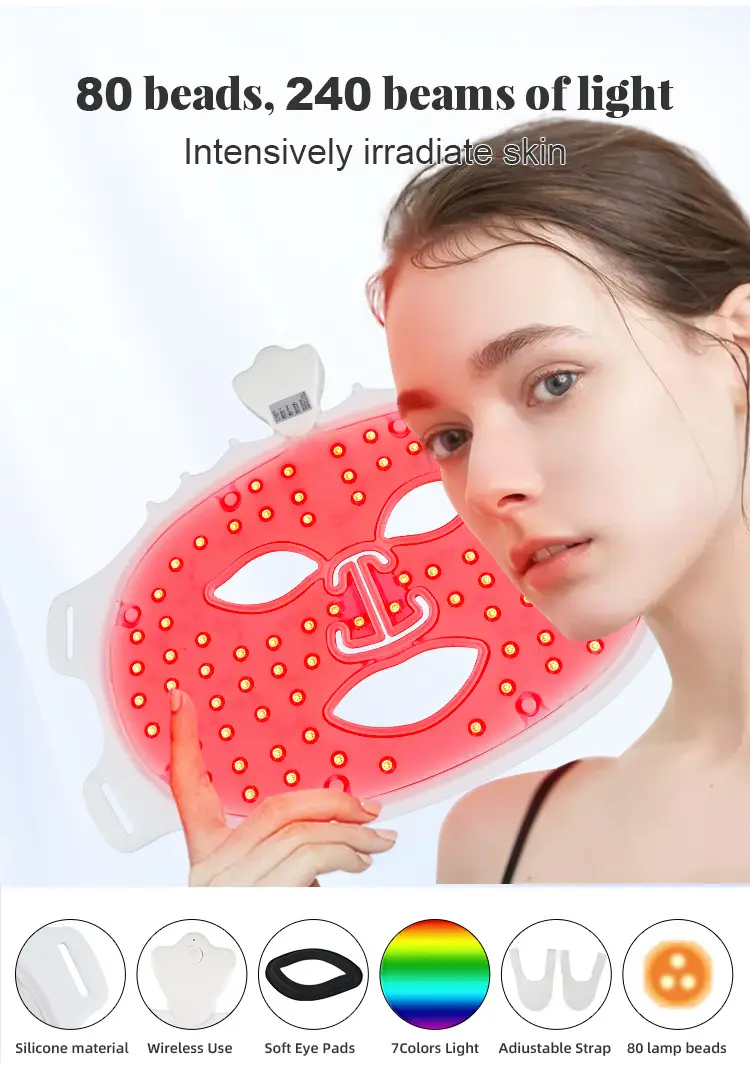 Led Photon Skin Home Use Cross-Border Wireless Spectrometer Red Light Facial Mask Device 7-Color Light Silicone Beauty Mask — feature 4